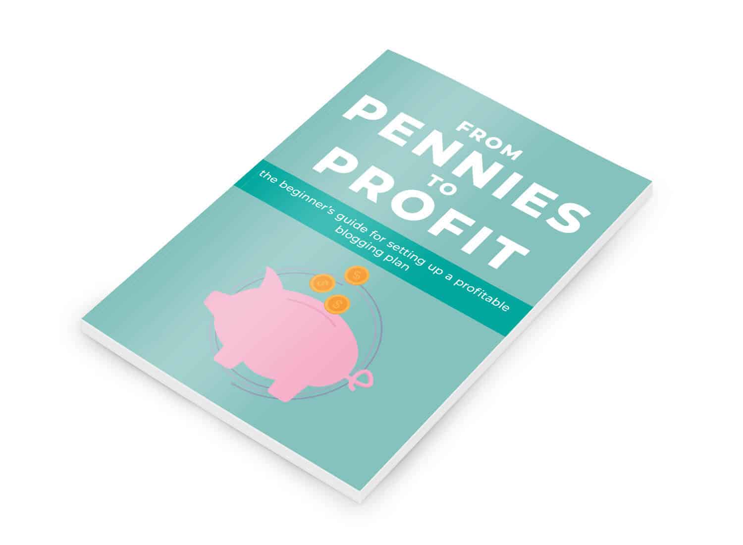 pennies to profit mockup A book sitting on a white surface